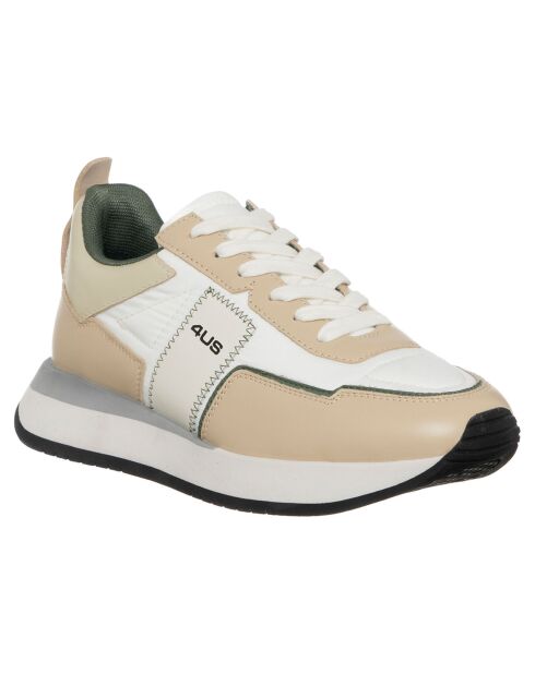 Sneakers en Cuir Susan blanc/beige