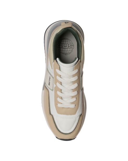 Sneakers en Cuir Susan blanc/beige