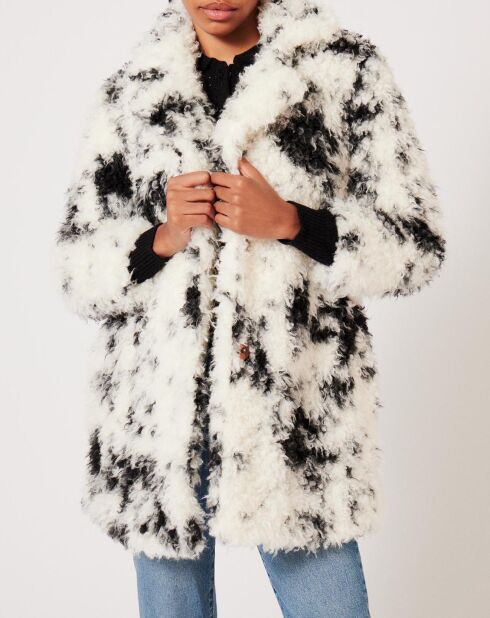 Manteau en fausse fourrure Hippy Nounours noir/blanc