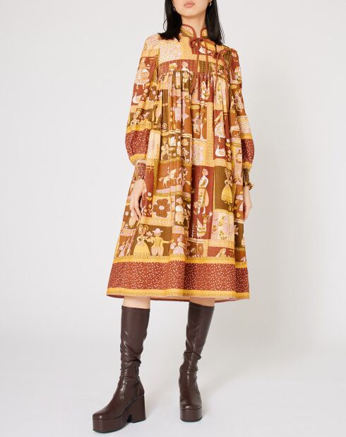 Robe Midi Légende Médiévale jaune/marron