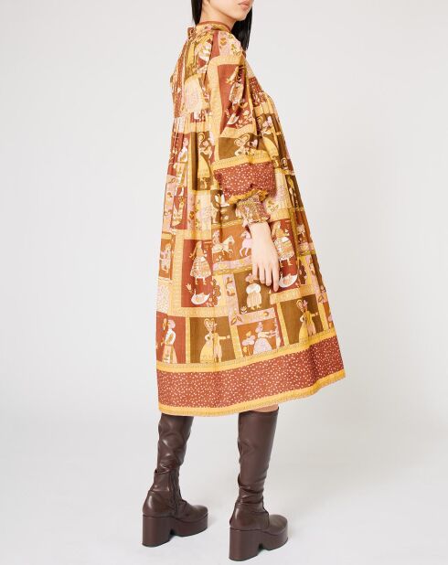 Robe Midi Légende Médiévale jaune/marron