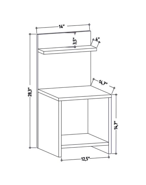 Ullman Nachttisch aus Eichenholz - 35,6 x 37,4 x 72 cm