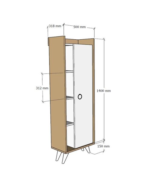 Armoire multi-usages Ilgim chêne blanc - 50x140x31.8 cm
