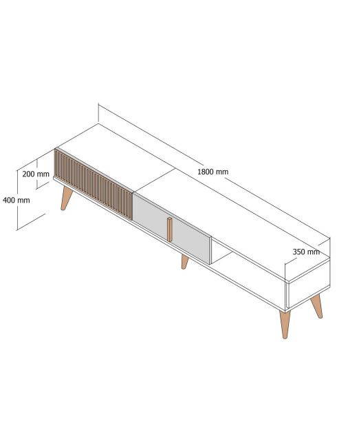 Meuble TV Milan Alt crème de noix - 180x40x35 cm