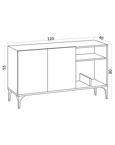 Console Oscar Dec0073 chêne saphir noire - 120x80x40 cm