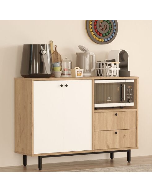 Armoire multi-usages RE2-SW chêne blanche - 120x85x35.5 cm