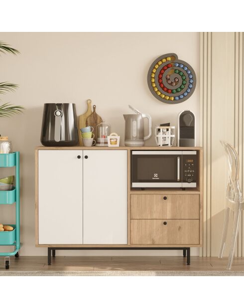 Armoire multi-usages RE2-SW chêne blanche - 120x85x35.5 cm