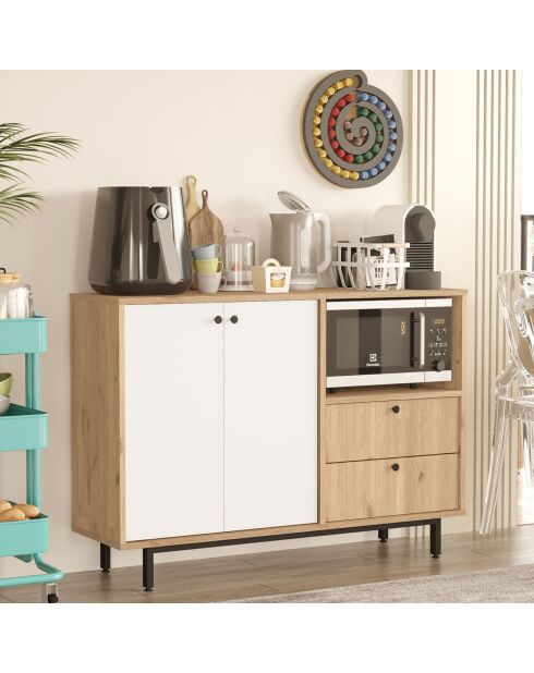 Armoire multi-usages RE2-SW chêne blanche - 120x85x35.5 cm