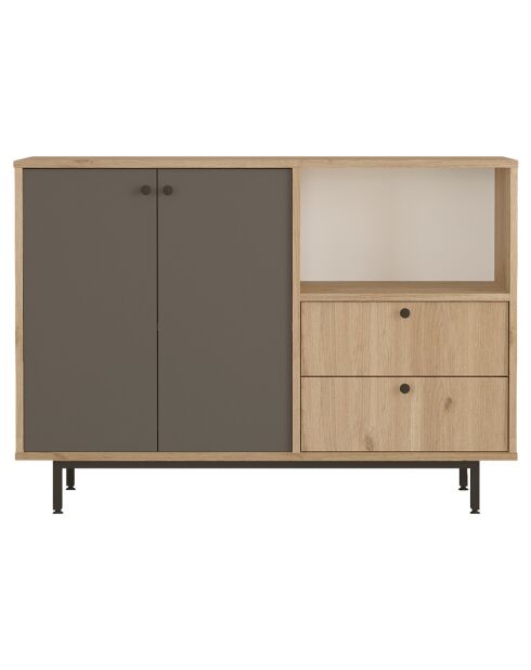 Armoire multi-usages RE2-SA chêne anthracite - 120x85x35.5 cm