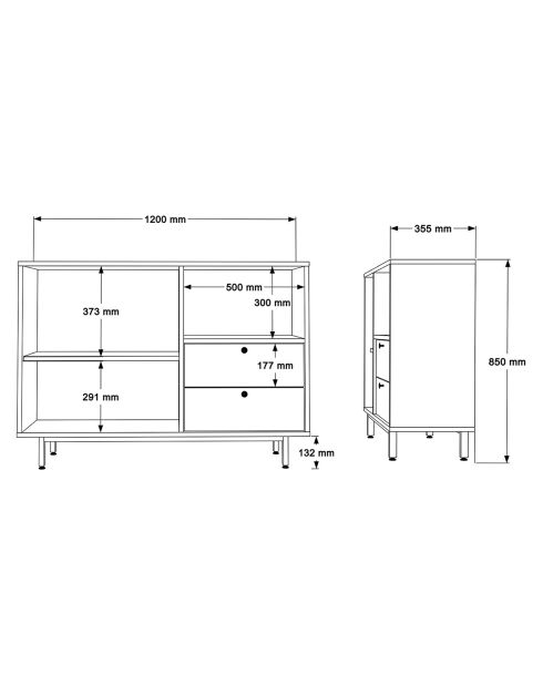 Armoire multi-usages RE2-SA chêne anthracite - 120x85x35.5 cm