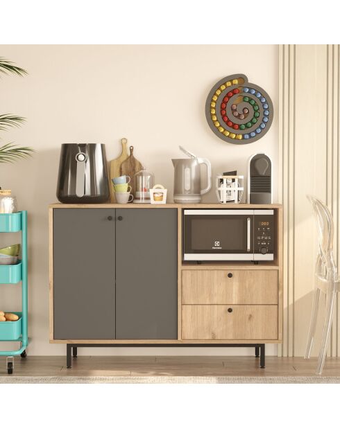 Armoire multi-usages RE2-SA chêne anthracite - 120x85x35.5 cm