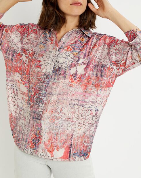 Shirt van zijdemix van Sasha met snoepprint