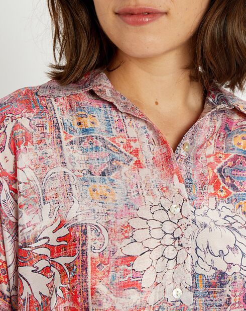 Shirt van zijdemix van Sasha met snoepprint