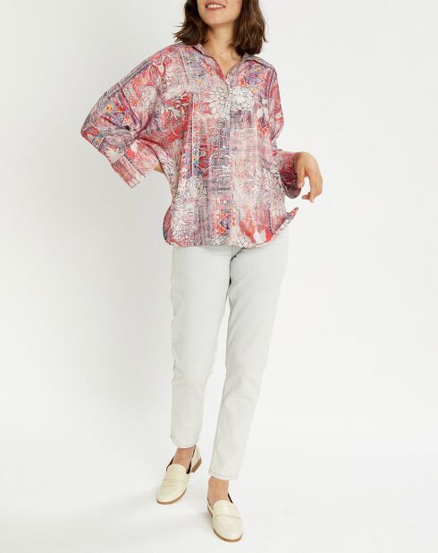 Shirt van zijdemix van Sasha met snoepprint