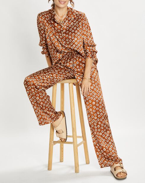 Chemise en Soie mélangée Ines marron