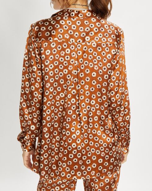 Chemise en Soie mélangée Ines marron