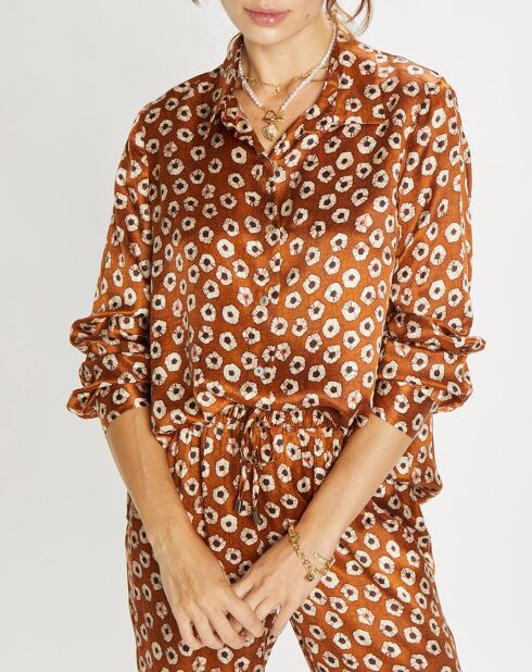 Chemise en Soie mélangée Ines marron