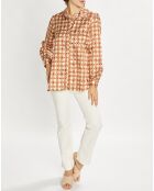 Chemise en Soie mélangée Ines marron/beige