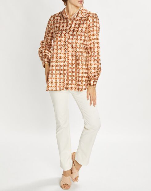 Chemise en Soie mélangée Ines marron/beige