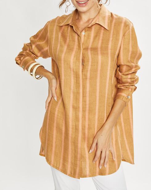 Chemise en Lin mélangé Cara pêche