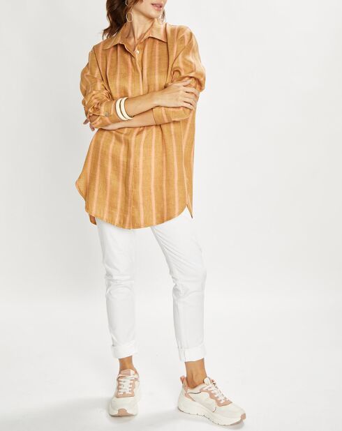 Chemise en Lin mélangé Cara pêche