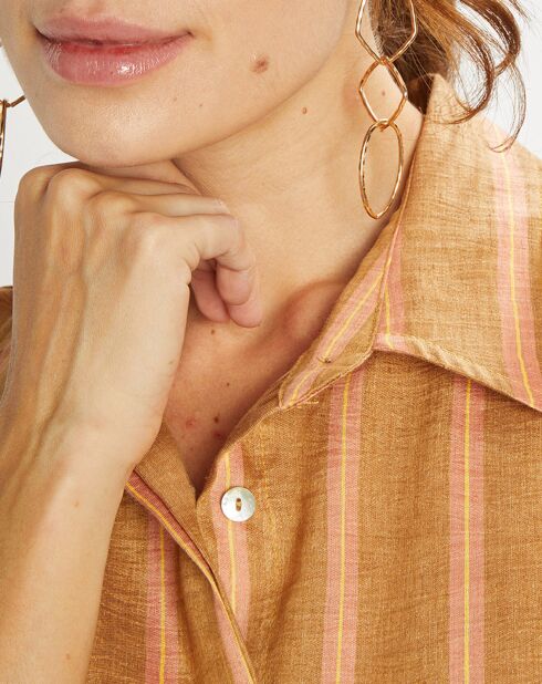 Chemise en Lin mélangé Cara pêche