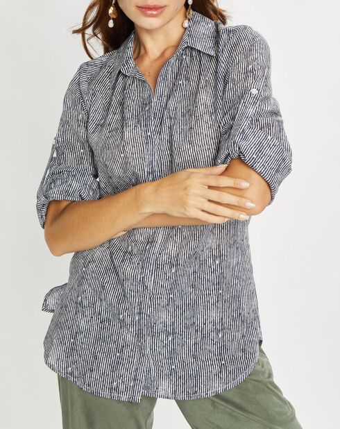 Chemise Cara à rayures indigo/blanc