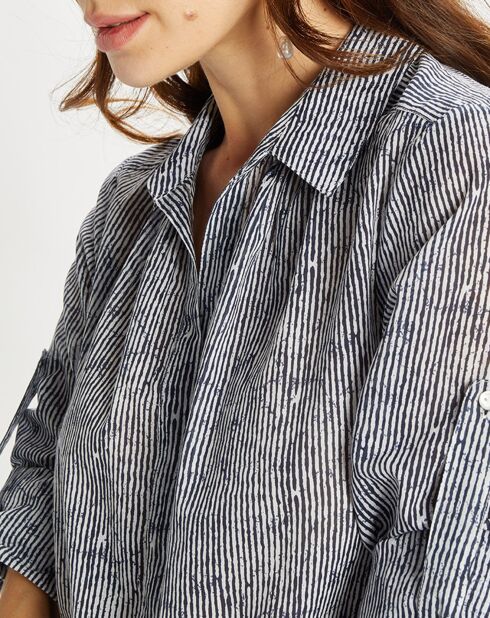 Chemise Cara à rayures indigo/blanc