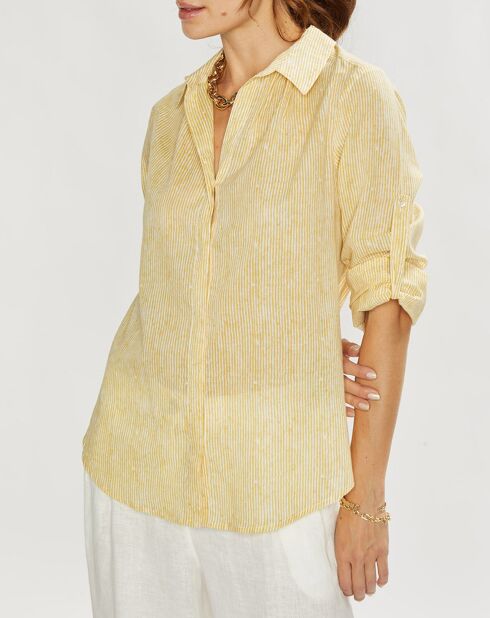 Chemise Cara à rayures safran/blanc
