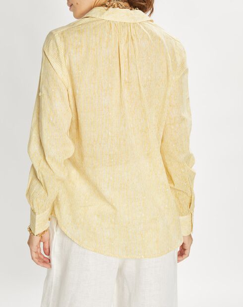 Chemise Cara à rayures safran/blanc
