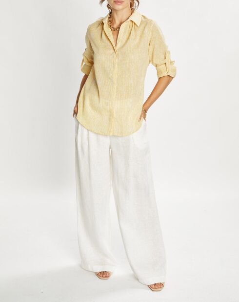 Chemise Cara à rayures safran/blanc