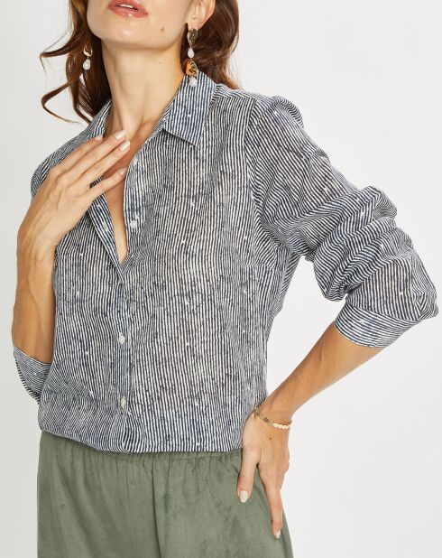 Chemise Cara à rayures indigo/blanc