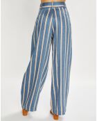 Pantalon en Lin mélangé Cara à rayures indigo