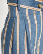 Pantalon en Lin mélangé Cara à rayures indigo