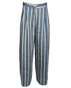 Pantalon en Lin mélangé Cara à rayures indigo