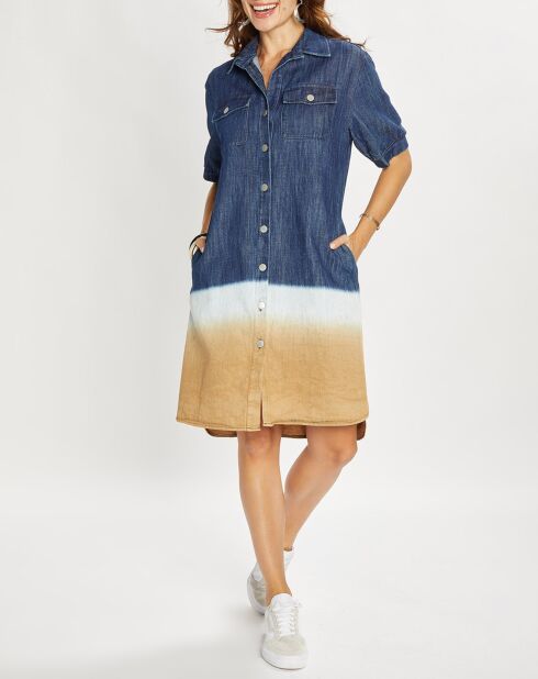 Blau/braunes Enza Jeanskleid