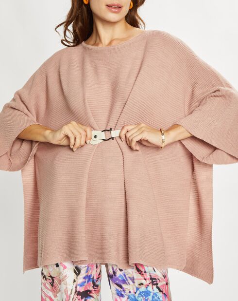Poncho en Laine mélangée Store rose antique