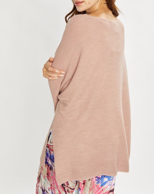 Poncho en Laine mélangée Store rose antique