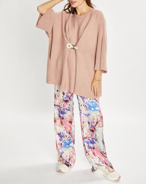 Poncho en Laine mélangée Store rose antique