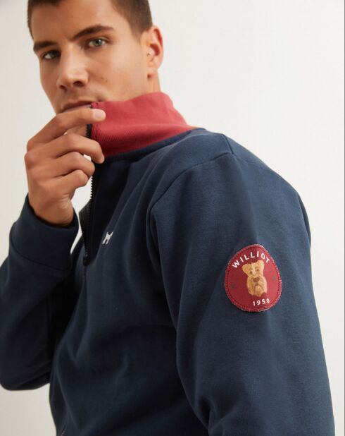 Sweat-shirt zippé bleu marine