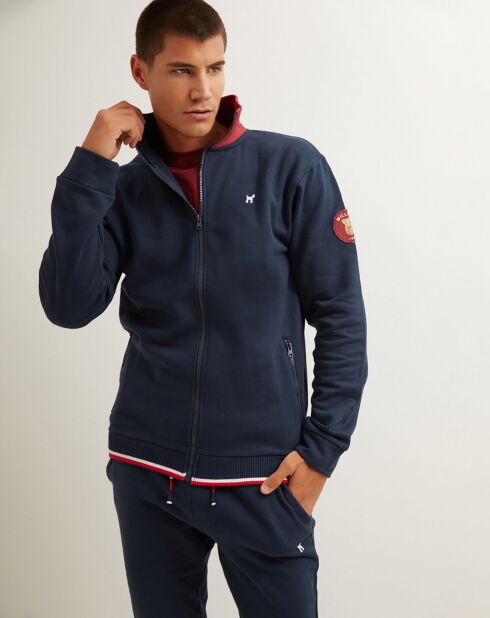 Sweat-shirt zippé bleu marine