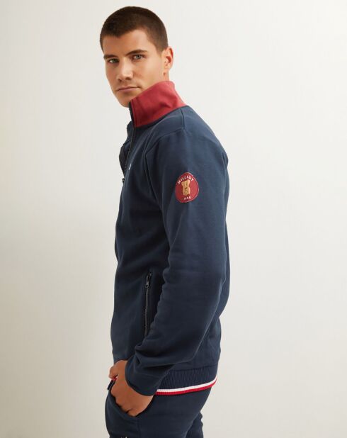 Sweat-shirt zippé bleu marine