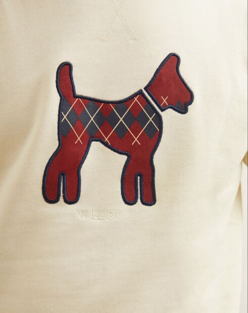 Sweat-shirt chien crème