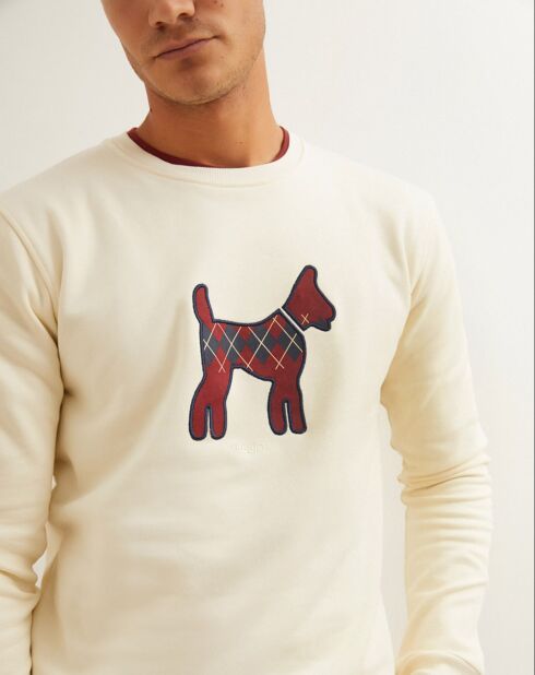 Sweat-shirt chien crème