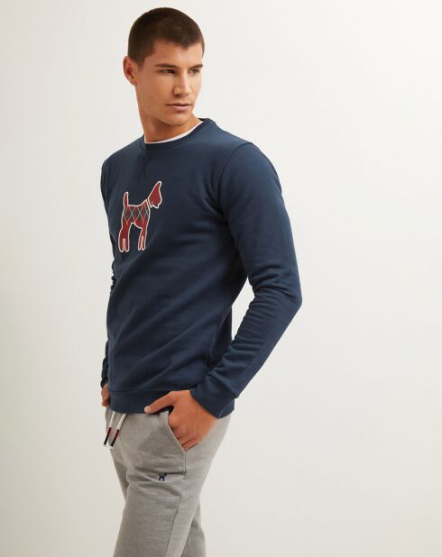 Sweat chien bleu marine