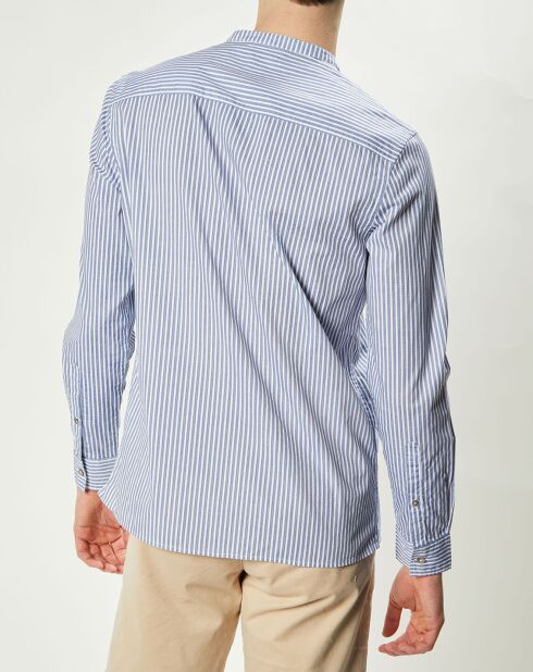 Chemise regular en Popeline Theotime rayée bleu/blanc