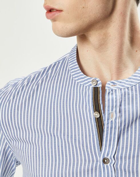 Chemise regular en Popeline Theotime rayée bleu/blanc