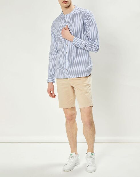 Chemise regular en Popeline Theotime rayée bleu/blanc