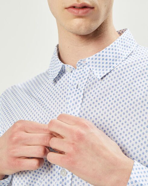 Chemise regular en Popeline imprimée Baron ciel