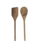 Cuillère et spatule acacia marron - 30x1.2x6.5 cm
